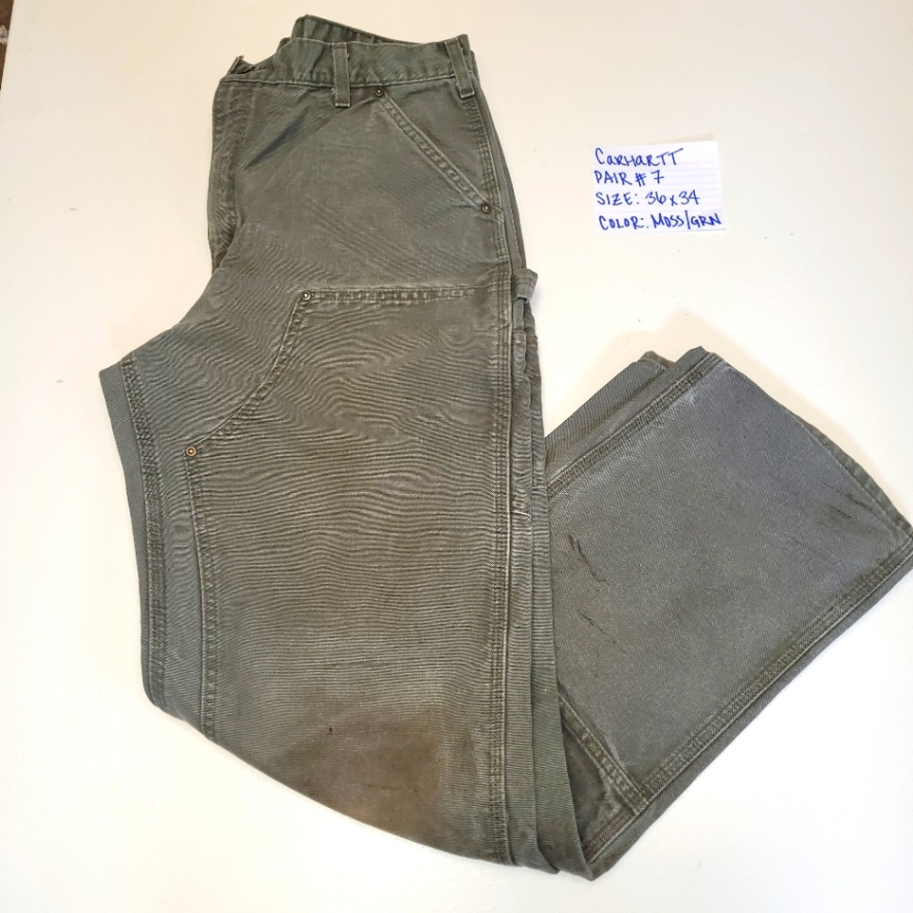 Carhartt Men's Moss Green Duck Double Front Work Pants - Sz 36x34